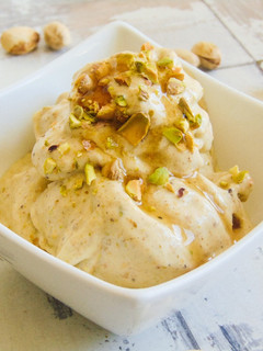 A picture of Cheats Roasted Pistachio ‘Ice Cream’.