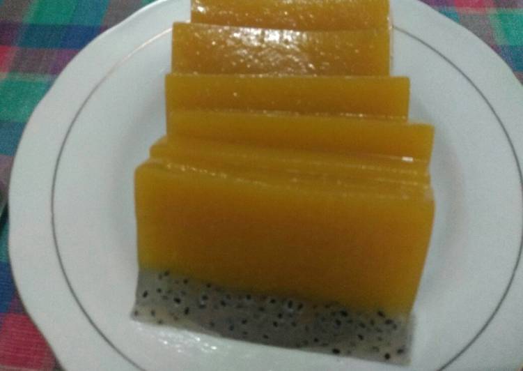 Bagaimana Membuat Puding Lapis Mangga Kweni dan Selasih Anti Gagal