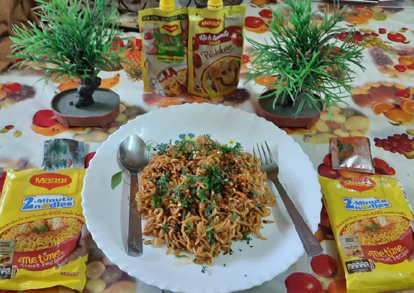 Maggi noodles mix vegetables Chinese Hakka noodles style