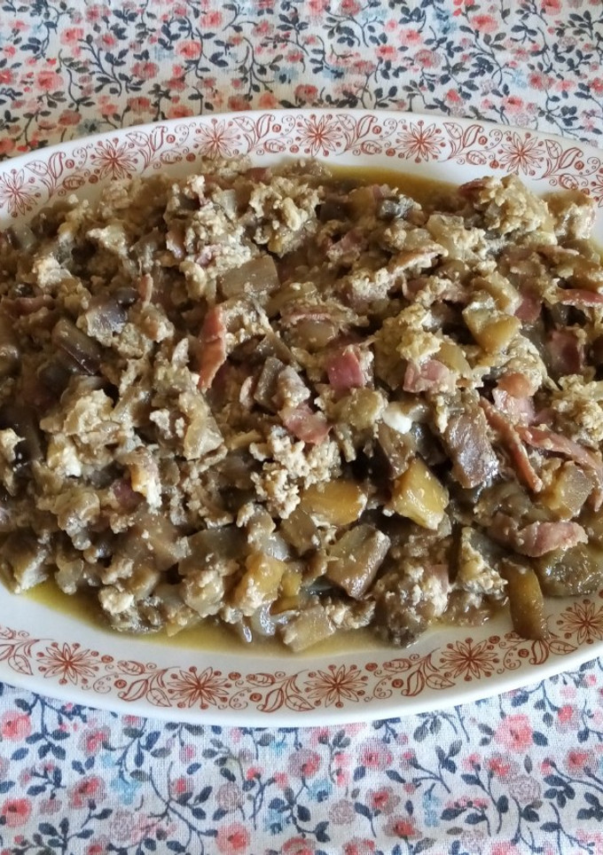 Una foto de Revuelto de berenjenas con bacon ahumado