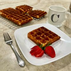 A picture of Belgian-Style Yeast Waffles.