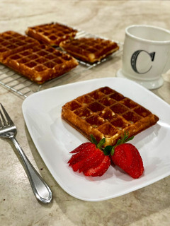 A picture of Belgian-Style Yeast Waffles.