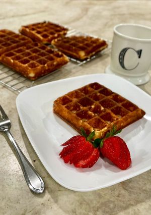 A picture of Belgian-Style Yeast Waffles.