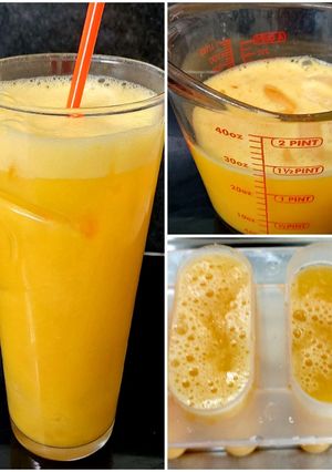 A picture of My Mango and Orange lollies and iced Drink 😍.
