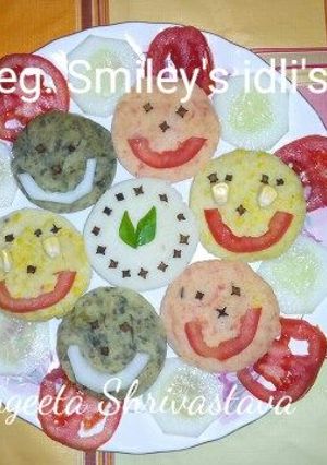 A picture of Veg smiley idli's.