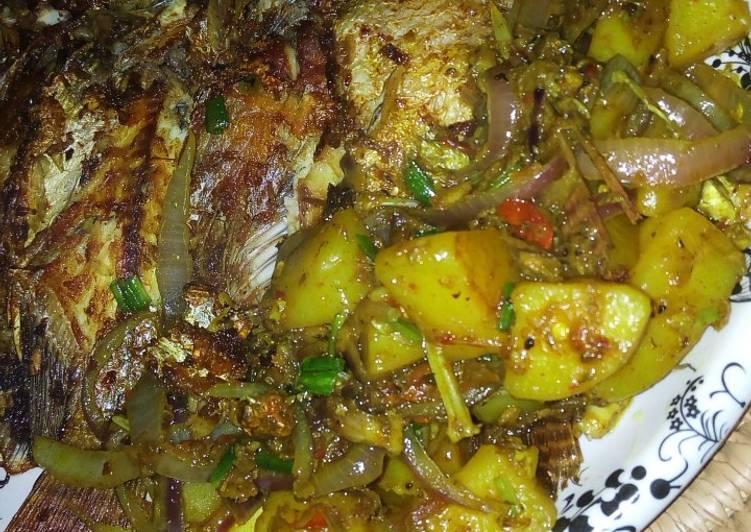 Recipe of Quick Pan grilled Tilapia and potatoes