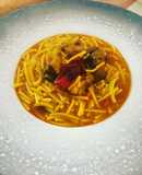 Fideos con costilla y ñora