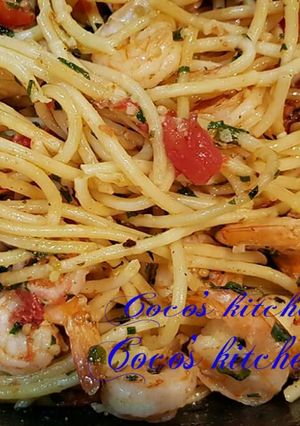A picture of Shrimp and Spaghetti.