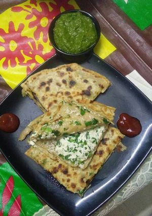 A picture of Pudina paneer paratha.