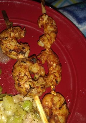 A picture of Scain's grilled shrimp with a kick.