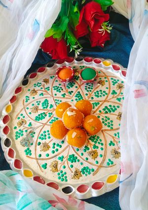 A picture of MOTICHOOR LADOO (HOMEMADE BOONDI LADOO).