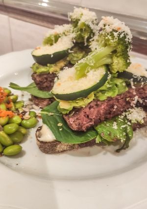 Una foto de Hamburguesa sana