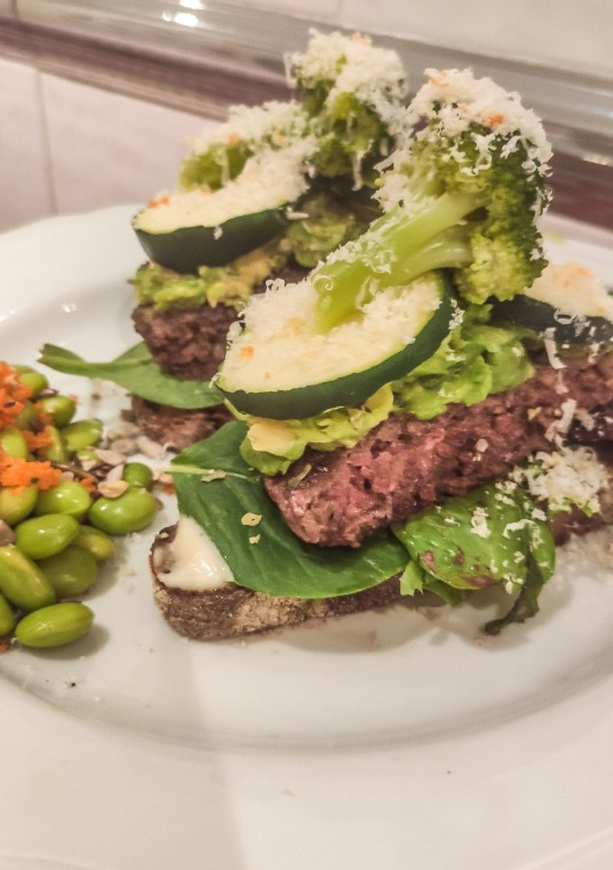 Una foto de Hamburguesa sana