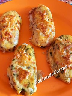 Una foto de Puré de patatas gratinado con dos rellenos diferentes