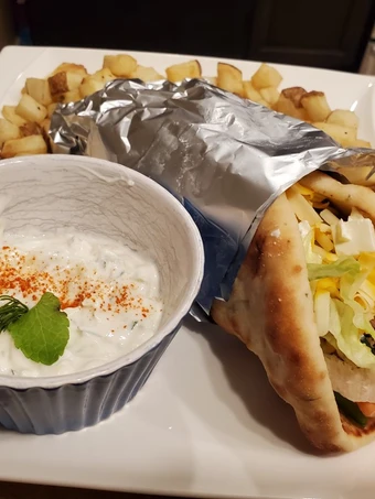 Easy Steps to Make Recipe Grilled Chicken Gyros with Greek Air Fried Potatoes that is Can Pamper Your Tongue, Perfect}