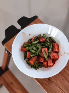 A picture of Easy Green Bean with Canned Pork (Ma Ling) Stir Fry.