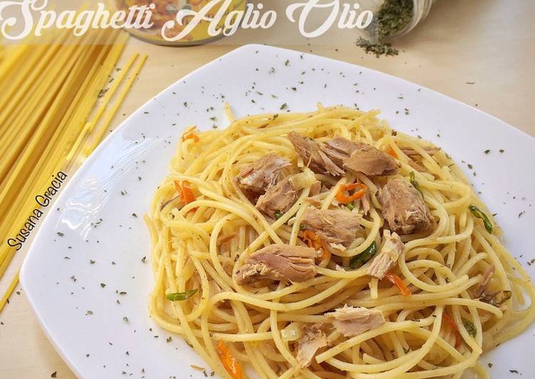 Cara Gampang Membuat Spaghetti Aglio Olio (with tuna), Menggugah Selera