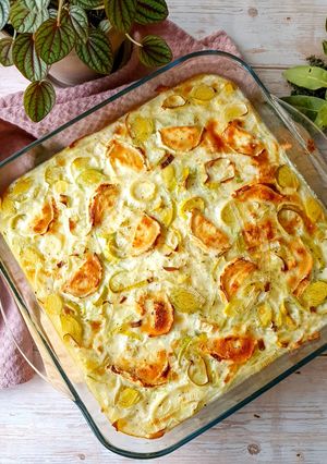 Une photo de Gratin de poireaux au chèvre