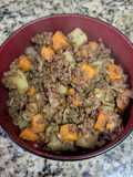 Carne moída de soja com legumes