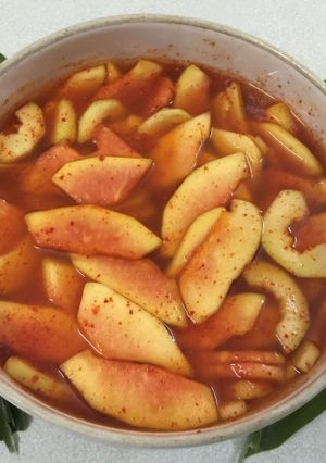 Hình của món Đu đủ hường Làm kim chi.