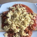 Beans and egg on toast