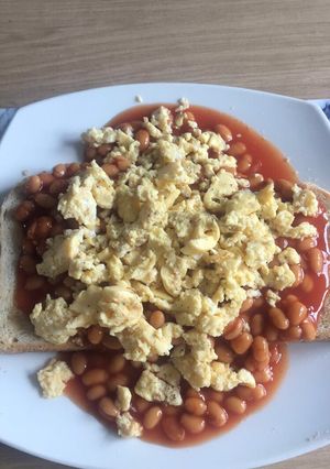 A picture of Beans and egg on toast.