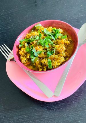 A picture of Masala Moong in cooker.