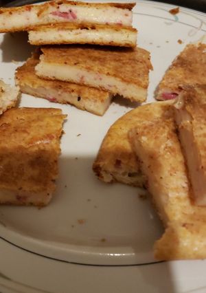 Una foto de Fainá de queso, fainá de queso con fiambre TORTA REQUECHE
