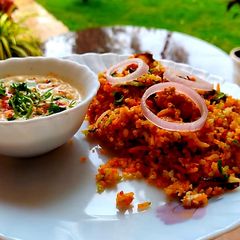A picture of Shahi paneer biryani.