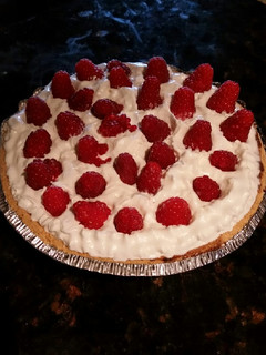 A picture of Brad's chocolate raspberry pudding pie.