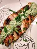 Pan-seared chicken with cilantro dill cream