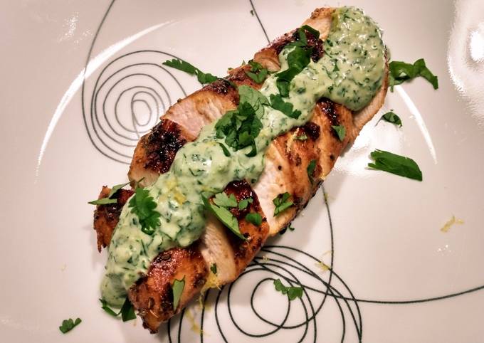 Step-by-Step Guide to Make Homemade Pan-seared chicken with cilantro dill cream