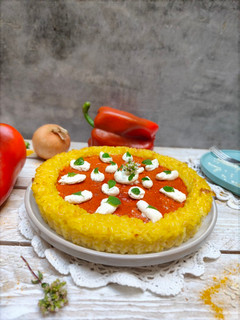 Foto di Crostata di riso ai peperoni e robiola