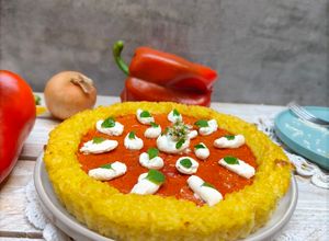 Foto di Crostata di riso ai peperoni e robiola