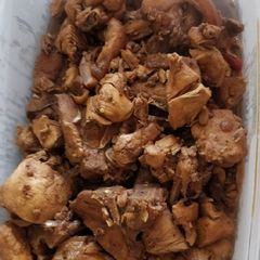 A picture of Chicken and pork adobo.