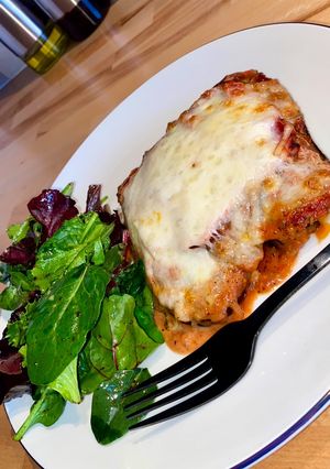 Une photo de Aubergines 🍆 gratinées au jambon & mozza