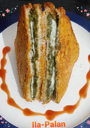 A picture of Besan Cheesy Chutney Sandwich.