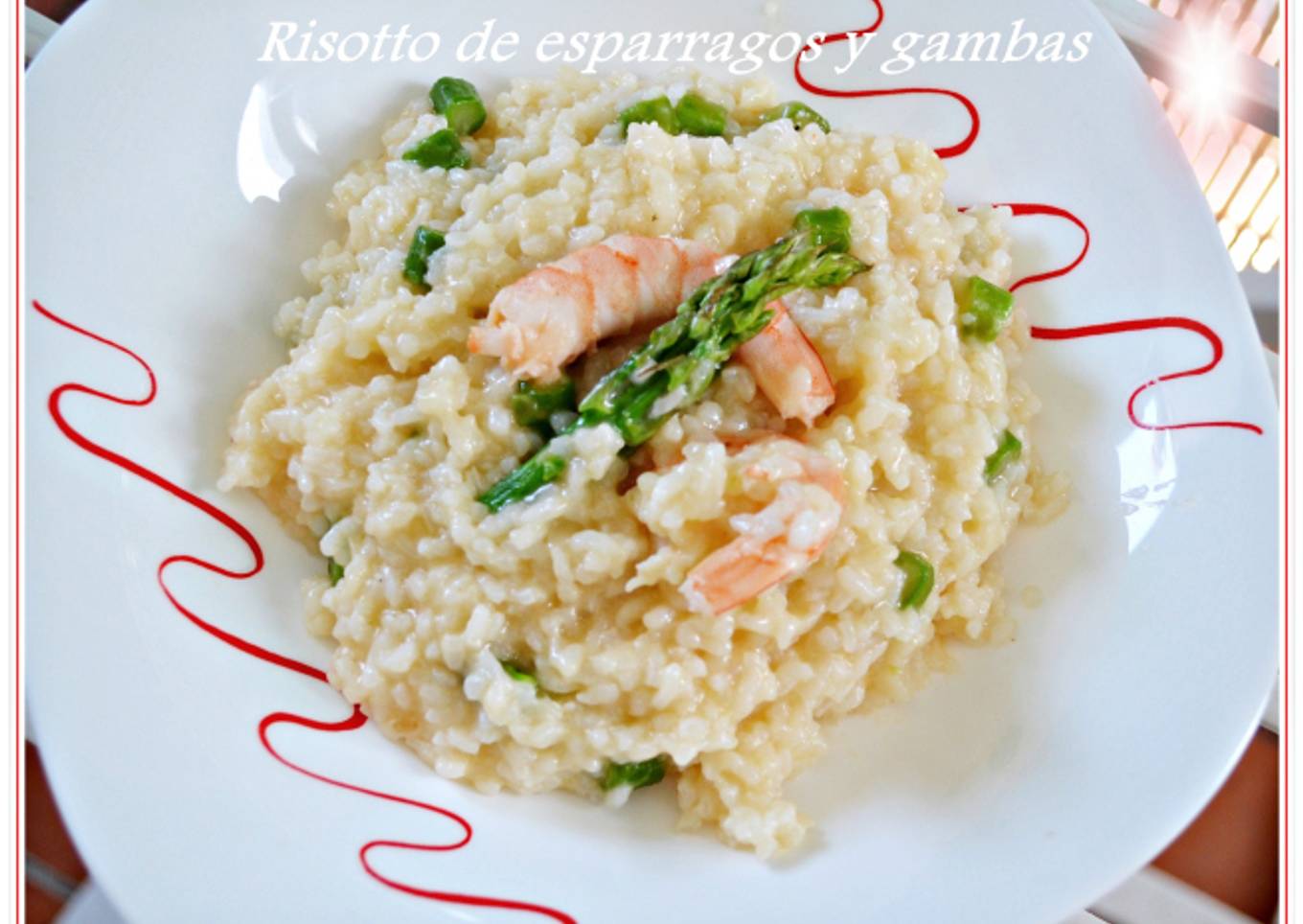 Risotto de espárragos y gambas