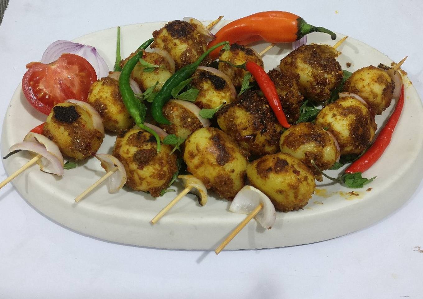 Anari dry Dum Aalu in skewers