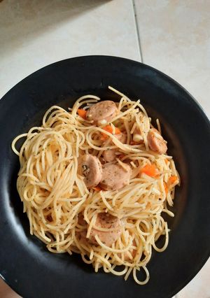 Foto resep Spaghetti aglio olio sosis simple