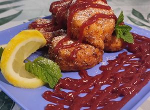 Pillekönnyű túrófánk házi eperlekvárral recept fotója