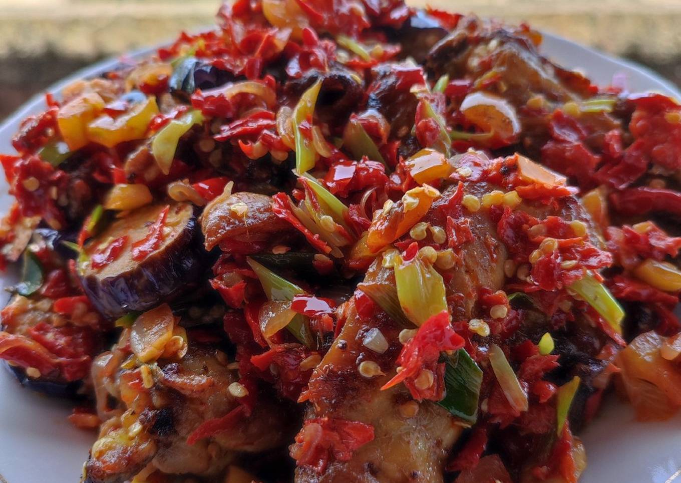 Ayam, Telur, Terong Bumbu Balado