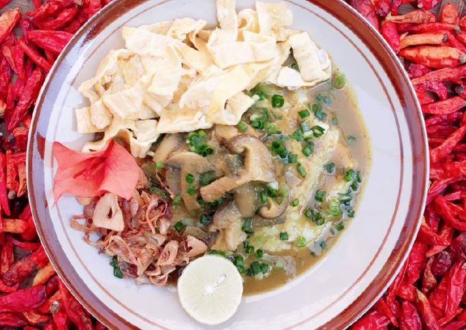 Bubur Ayam Kuah Rica versi Jamur Kancing dan Jamur Shitake