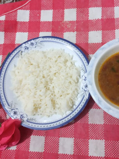 A picture of Lobia Dal & rice.