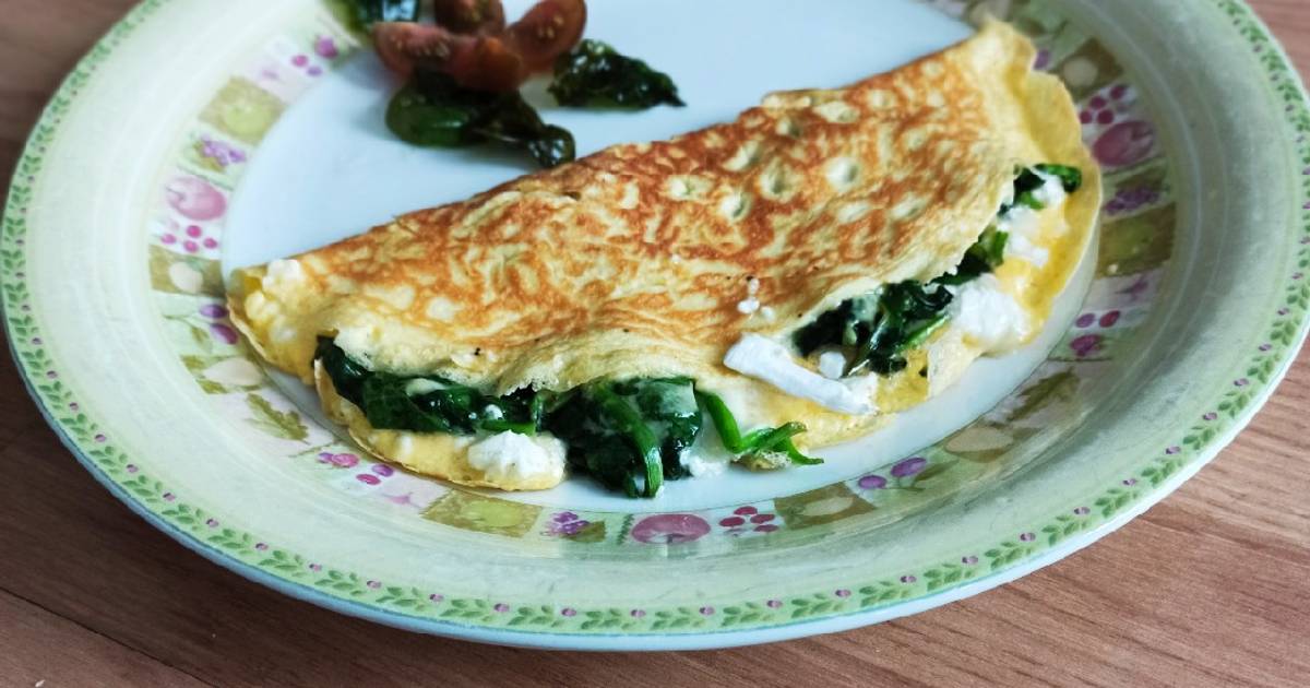 Omelette de espinacas y queso de cabra Receta de Izaskun Ferreiro Inza-  Cookpad