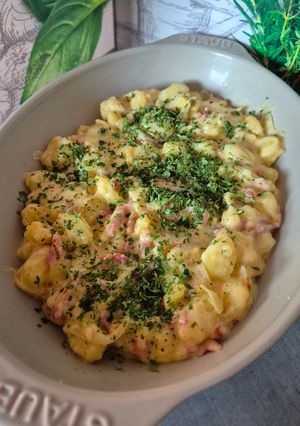 Une photo de Gnocchis crème raclette et lardons fumés au Cookeo infinity