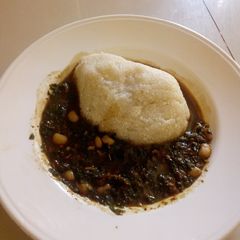 A picture of Eba with ayoyo soup.