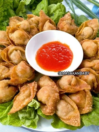 Cara Gampang Menyiapkan Resep  PANGSIT GORENG ISI AYAM Cemilan Praktis yang Lezat, Lezat Sekali