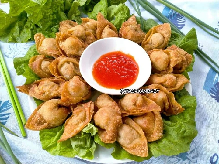 Cara Gampang Menyiapkan Resep  PANGSIT GORENG ISI AYAM Cemilan Praktis yang Lezat, Lezat Sekali