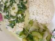 Una foto de tilapia a la crema